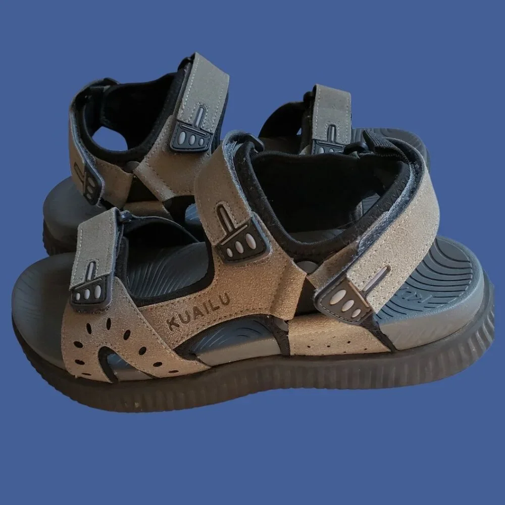 KuaiLu Hiking Sandals W/Arch Support Lightweight Beige Size 9.5